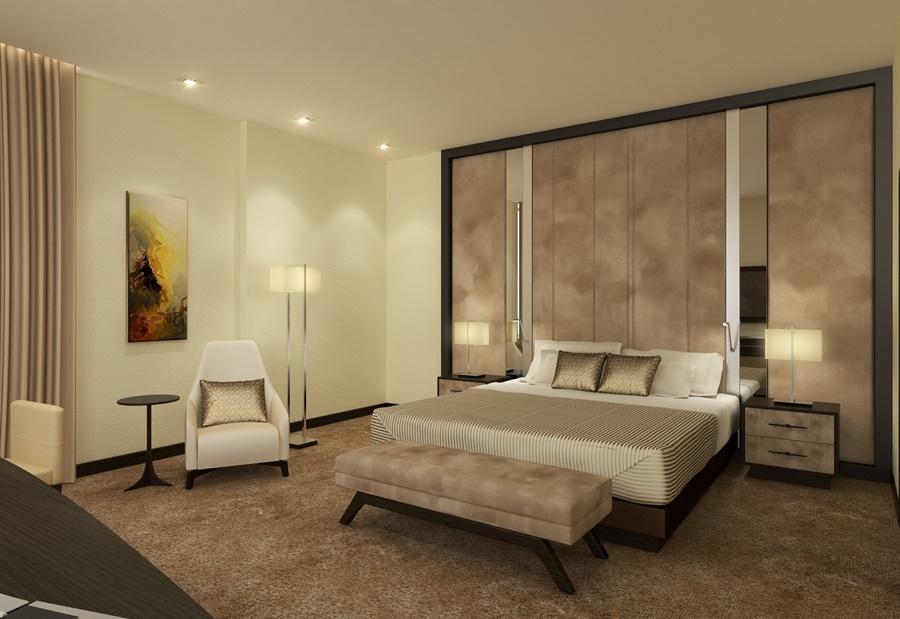 Al Jaddaf Rotana Suite Hotel Dubai Esterno foto 3D rendering of a bedroom