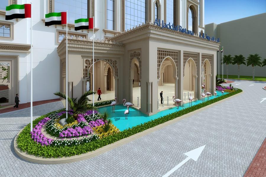 Al Jaddaf Rotana Suite Hotel Dubai Esterno foto The hotel's entrance